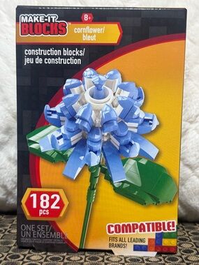 Make-It Blocks Cornflower Blue Flower Construction Set - 182 pcs